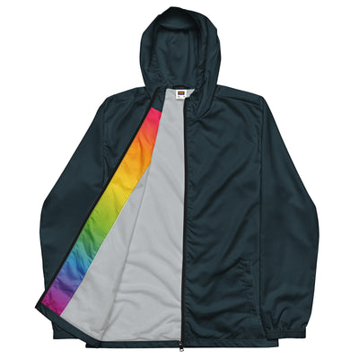 Midnight Blue Windbreaker With Rainbow Pride Inside Windbreaker The Rainbow Stores