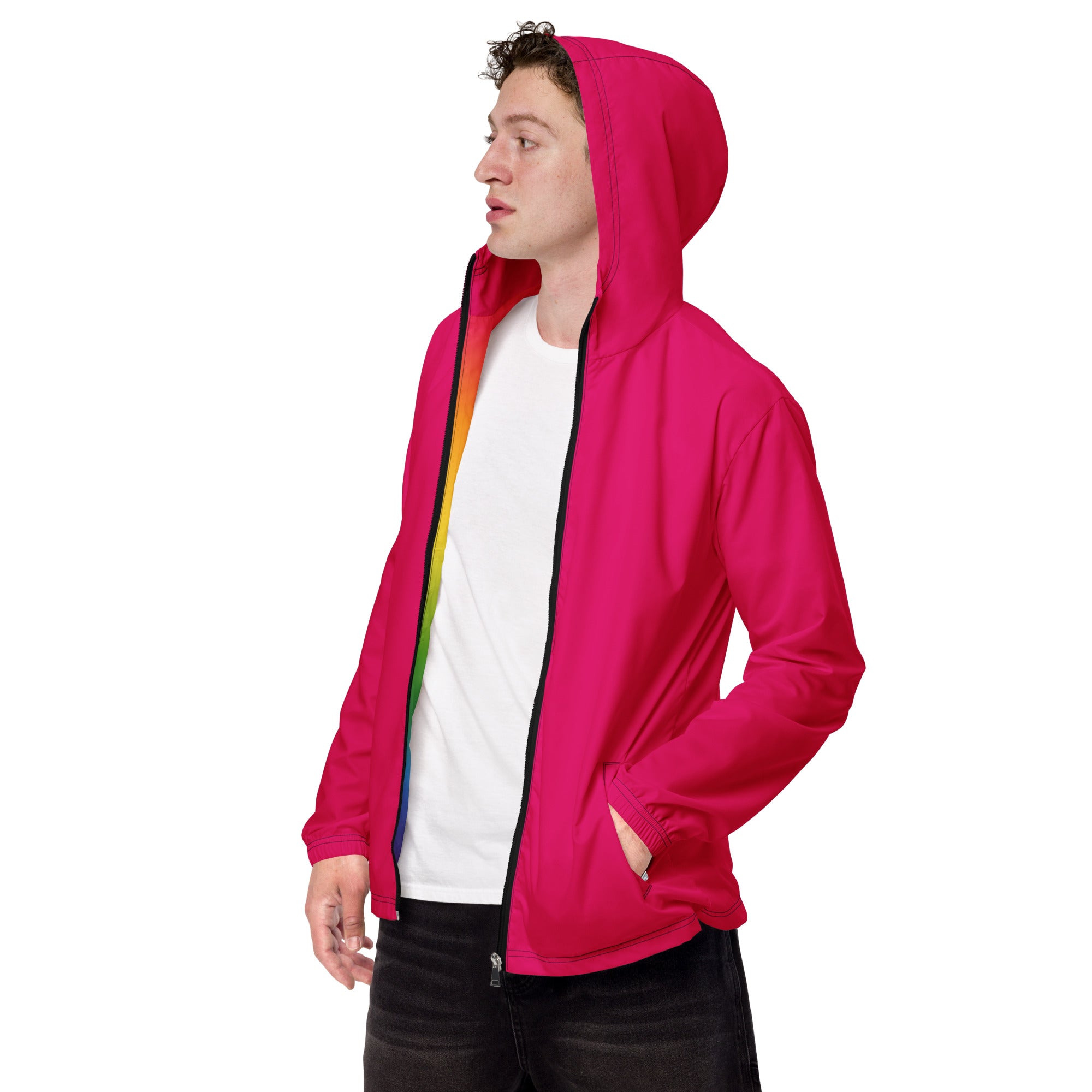 Hot Pink Windbreaker With Rainbow Pride Inside – The Rainbow