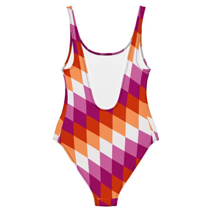 Lesbian Pride Flag Diamonds One-Piece Swimsuit Swimwear The Rainbow Stores