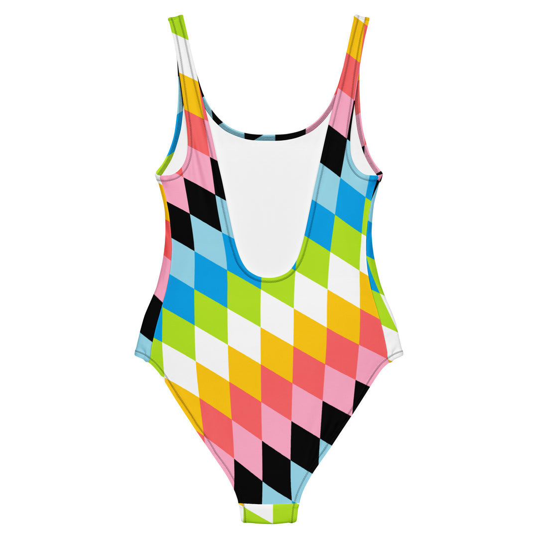 Queer Pride Flag Diamonds One-Piece Swimsuit Swimwear The Rainbow Stores