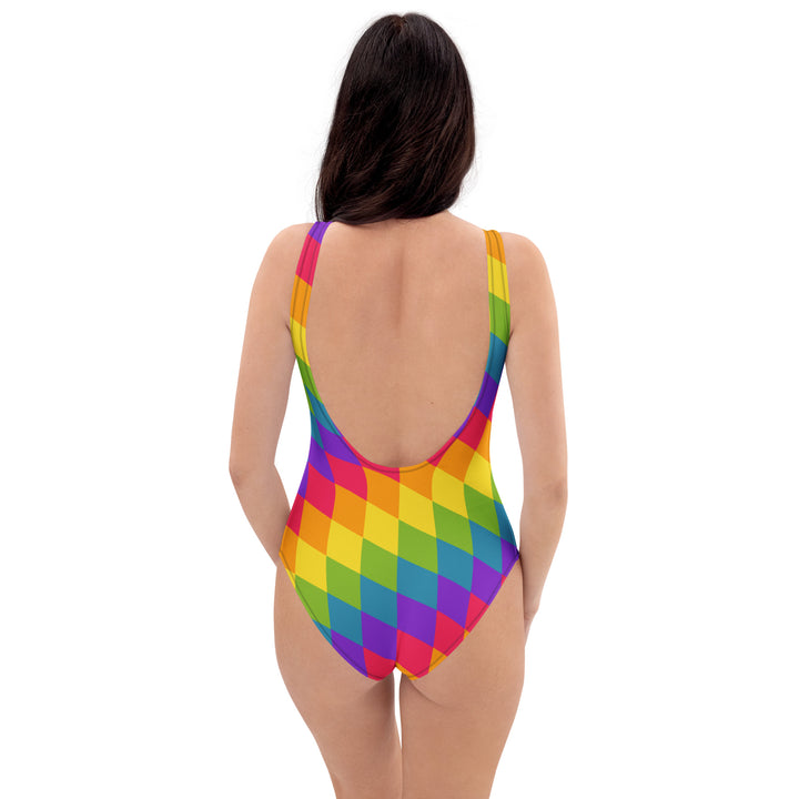 Rainbow Pride Flag Diamonds One-Piece Swimsuit Swimwear The Rainbow Stores
