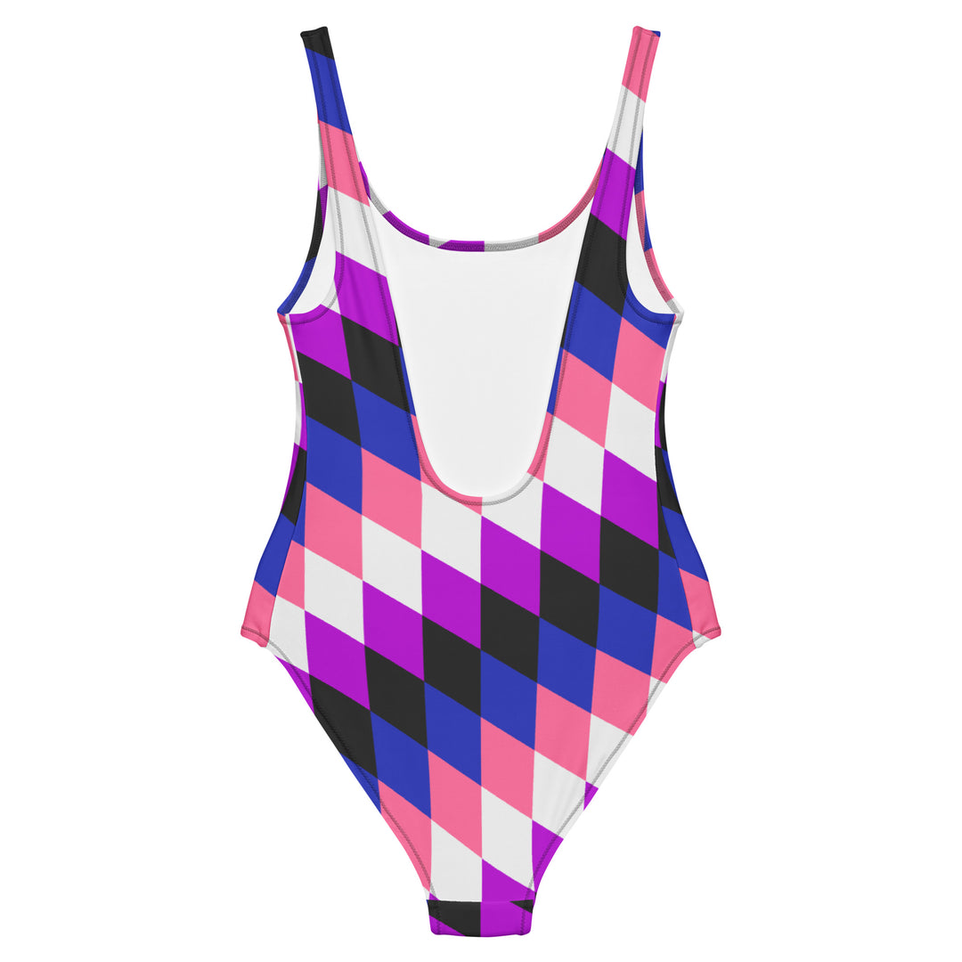Gender Fluid Pride Flag Diamonds One-Piece Swimsuit Swimwear The Rainbow Stores