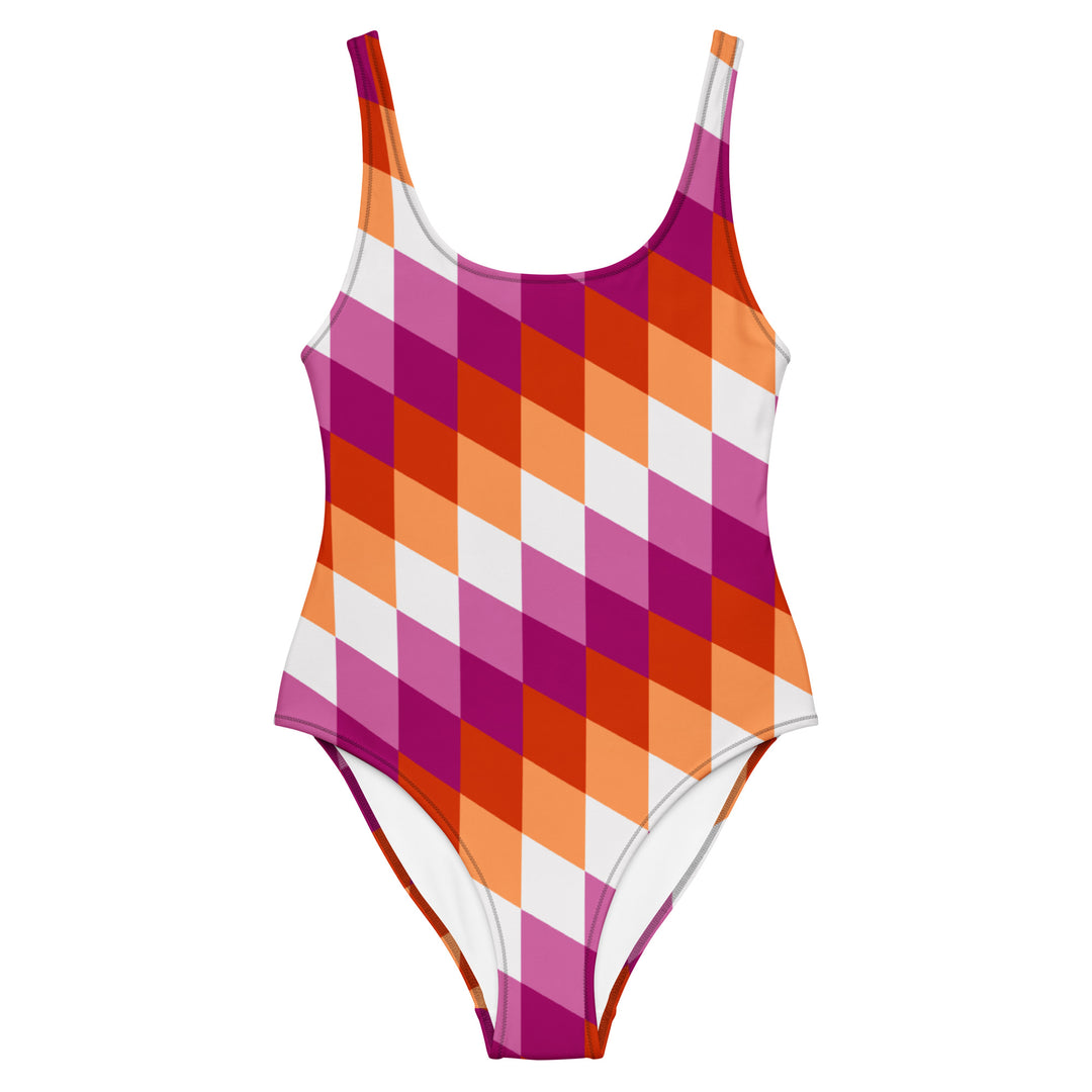 Lesbian Pride Flag Diamonds One-Piece Swimsuit Swimwear The Rainbow Stores