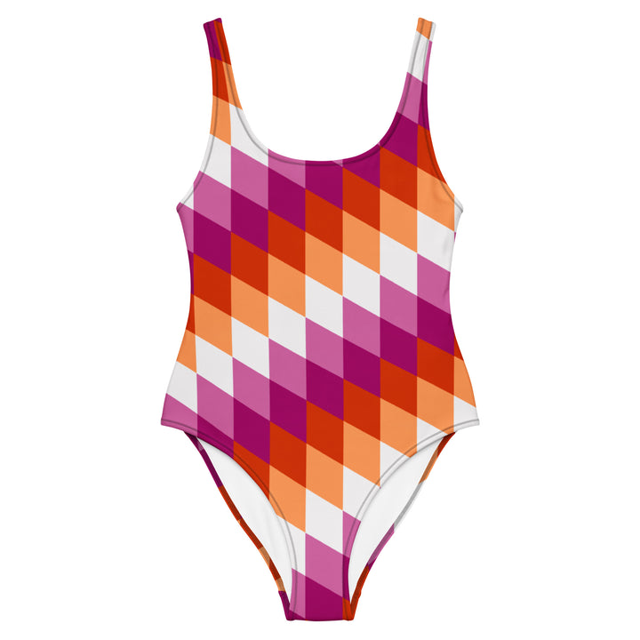 Lesbian Pride Flag Diamonds One-Piece Swimsuit Swimwear The Rainbow Stores