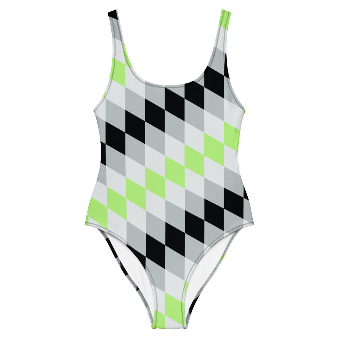 Agender Pride Flag Diamonds One-Piece Swimsuit The Rainbow Stores