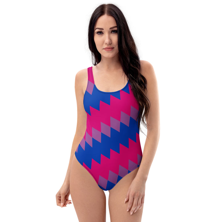 Bisexual Pride Flag Diamonds One-Piece Swimsuit Swimwear The Rainbow Stores