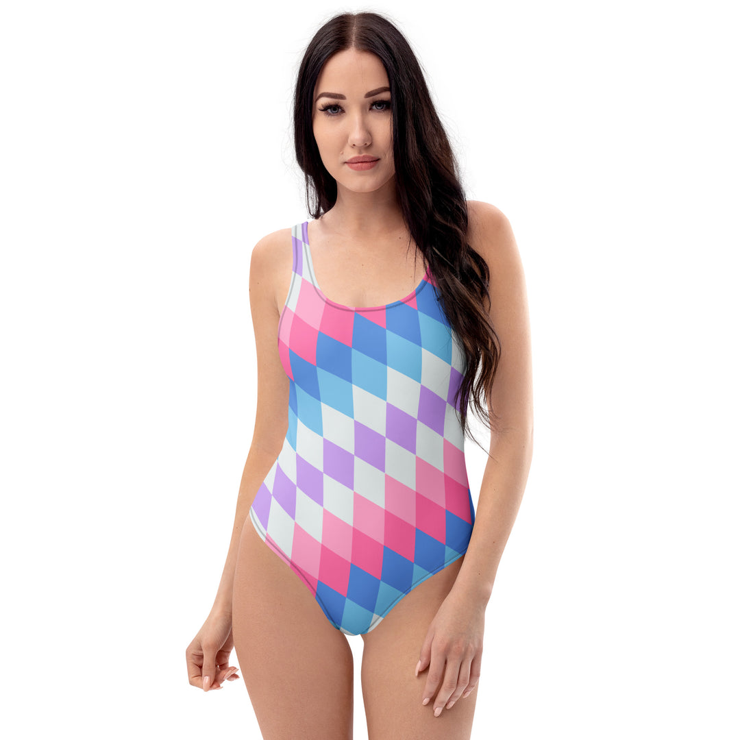Bigender Pride Flag Diamonds One-Piece Swimsuit Swimwear The Rainbow Stores