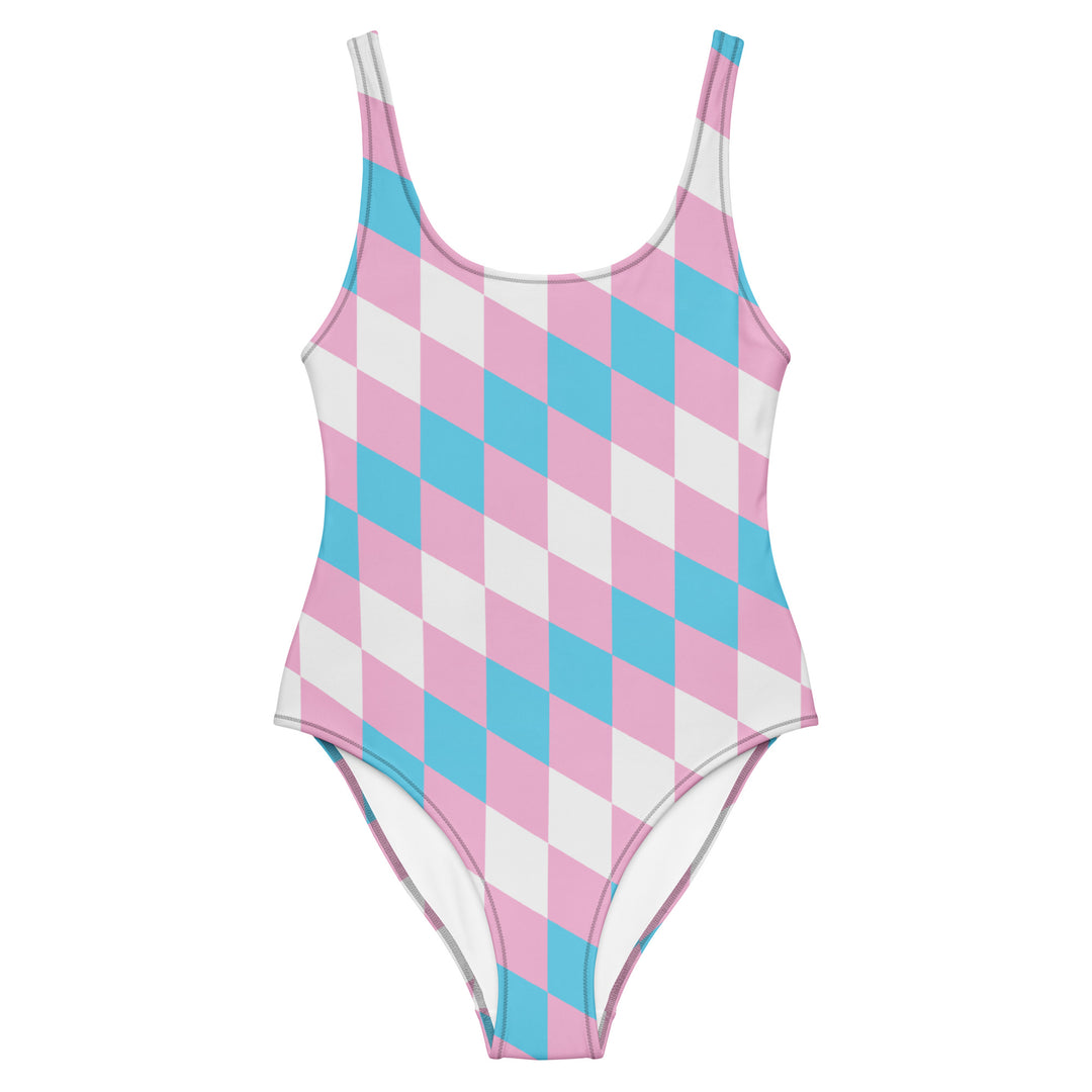Trans Pride Flag Diamonds One-Piece Swimsuit Swimwear The Rainbow Stores