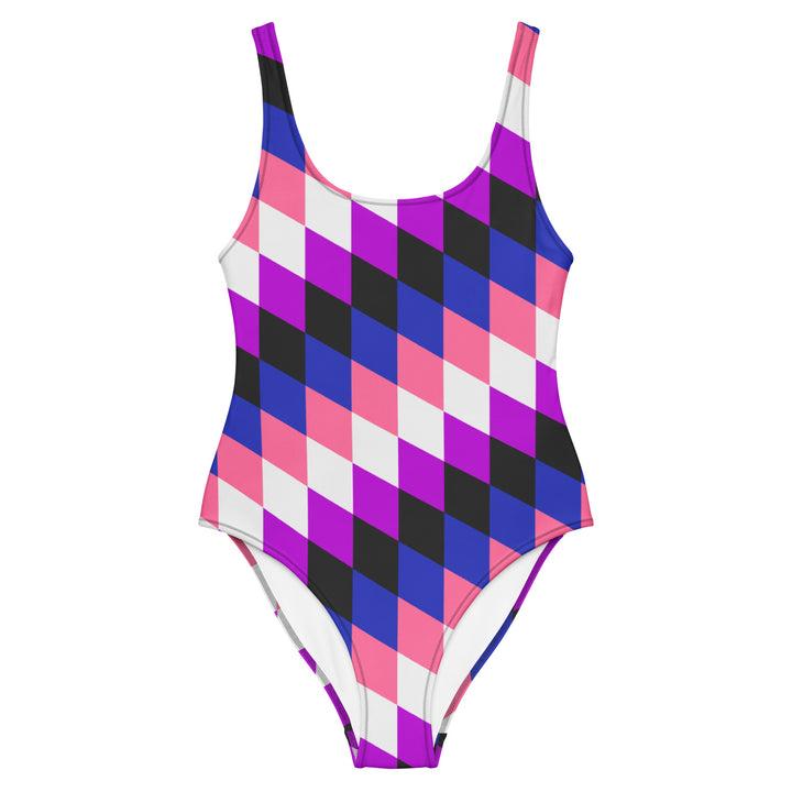 Gender Fluid Pride Flag Diamonds One-Piece Swimsuit Swimwear The Rainbow Stores
