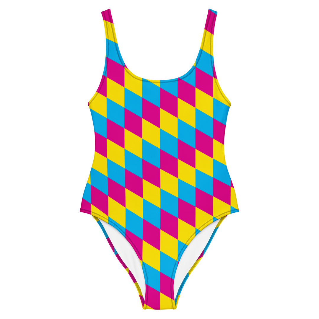 Pansexual Pride Flag Diamonds One-Piece Swimsuit Swimwear The Rainbow Stores