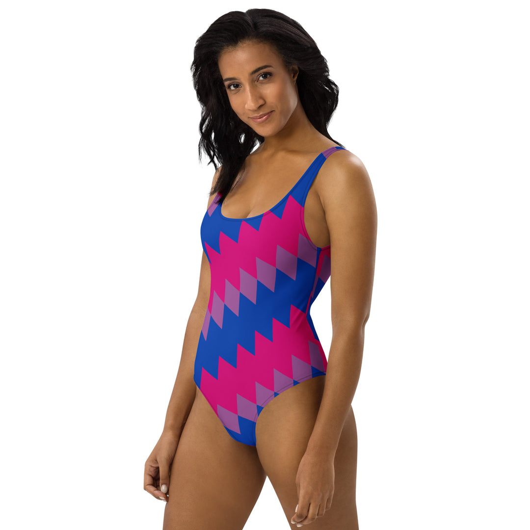 Bisexual Pride Flag Diamonds One-Piece Swimsuit Swimwear The Rainbow Stores