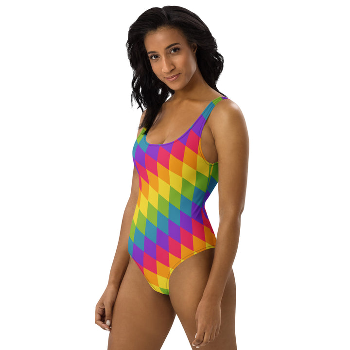 Rainbow Pride Flag Diamonds One-Piece Swimsuit Swimwear The Rainbow Stores