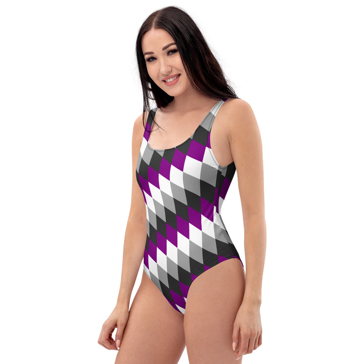 Asexual Pride Flag Diamonds One-Piece Swimsuit Swimwear The Rainbow Stores
