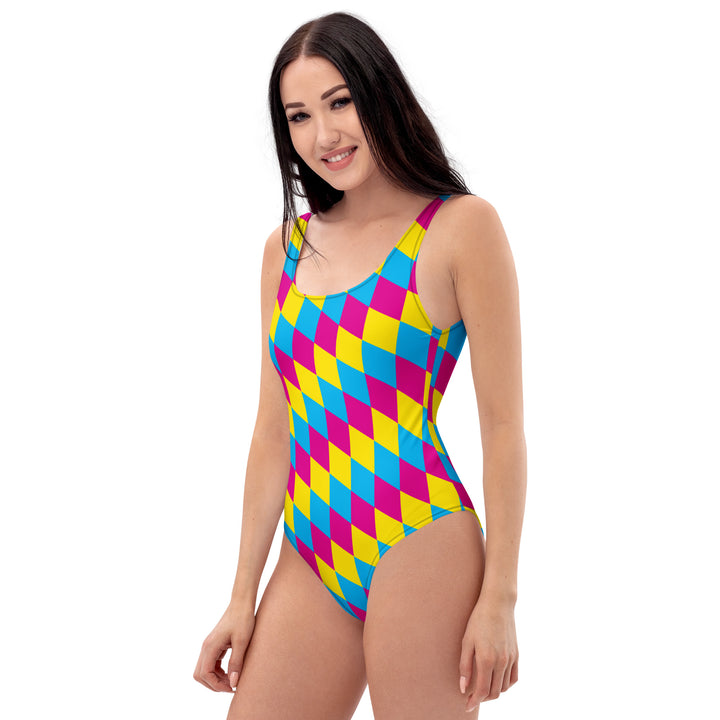 Pansexual Pride Flag Diamonds One-Piece Swimsuit Swimwear The Rainbow Stores