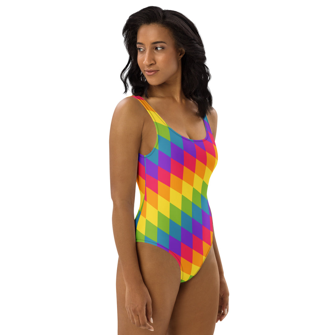 Rainbow Pride Flag Diamonds One-Piece Swimsuit Swimwear The Rainbow Stores