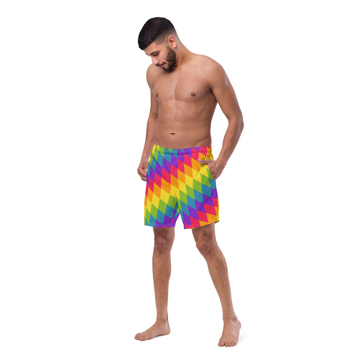 Rainbow Pride Flag Diamonds Swimming Trunks Swimwear The Rainbow Stores