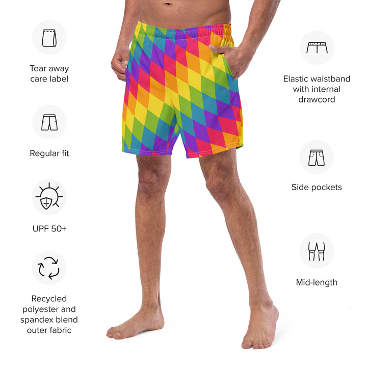 Rainbow Pride Flag Diamonds Swimming Trunks Swimwear The Rainbow Stores