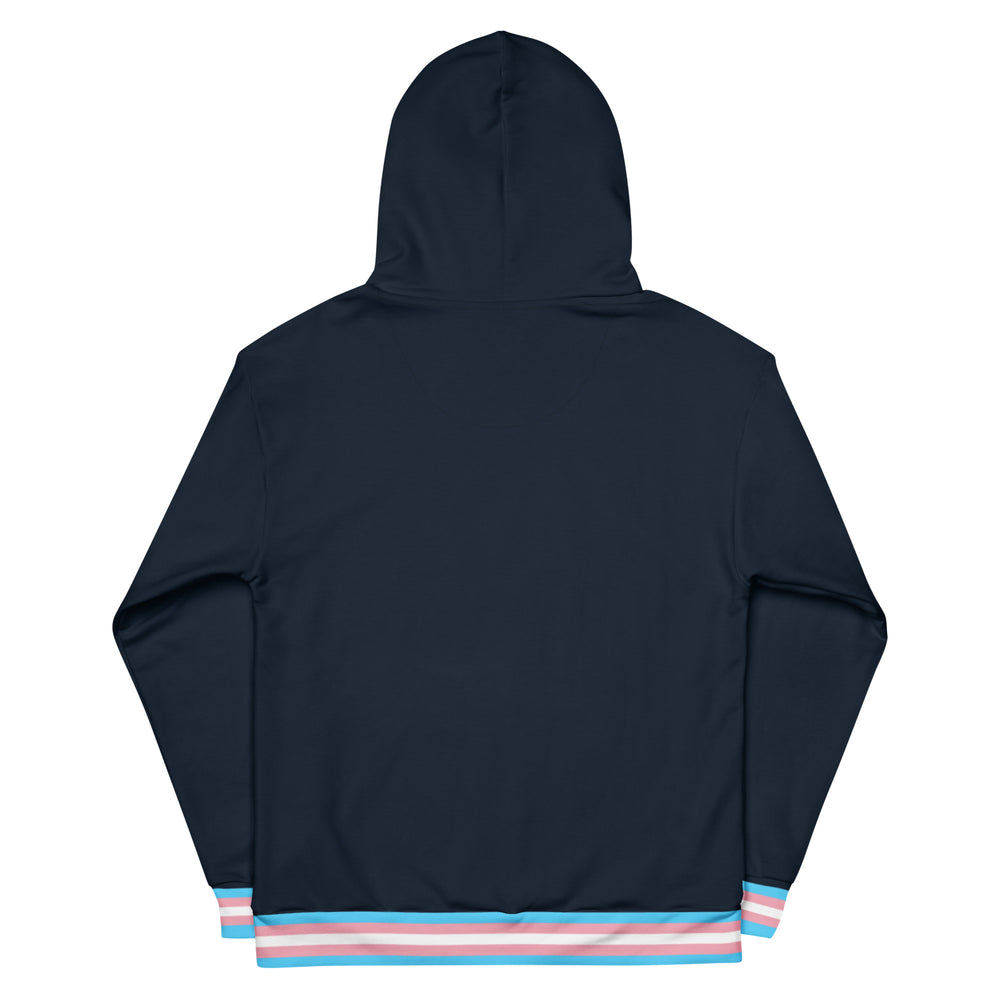 Dark Blue Trans Flag Trim Hoodie Hoodies AOP The Rainbow Stores