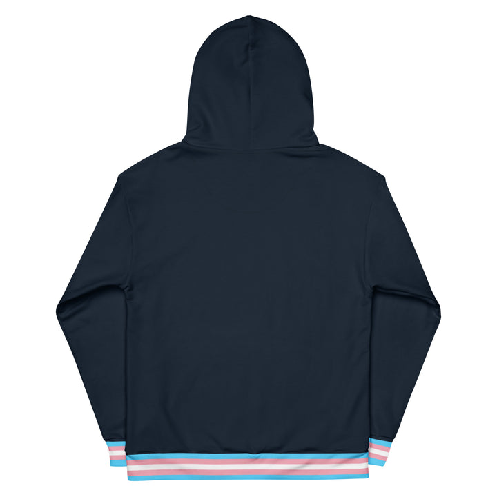 Dark Blue Trans Flag Trim Hoodie Hoodies AOP The Rainbow Stores