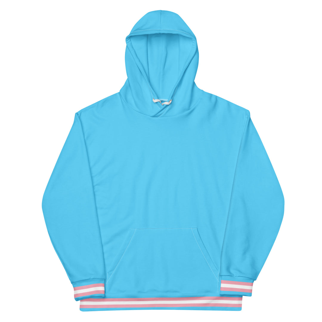 Light Blue Trans Flag Trim Hoodie Hoodies The Rainbow Stores