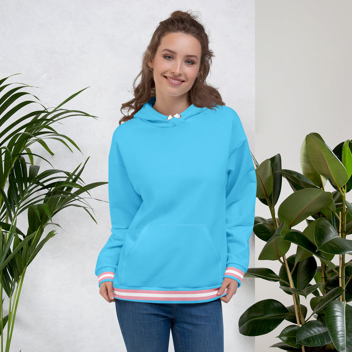 Light Blue Trans Flag Trim Hoodie Hoodies The Rainbow Stores