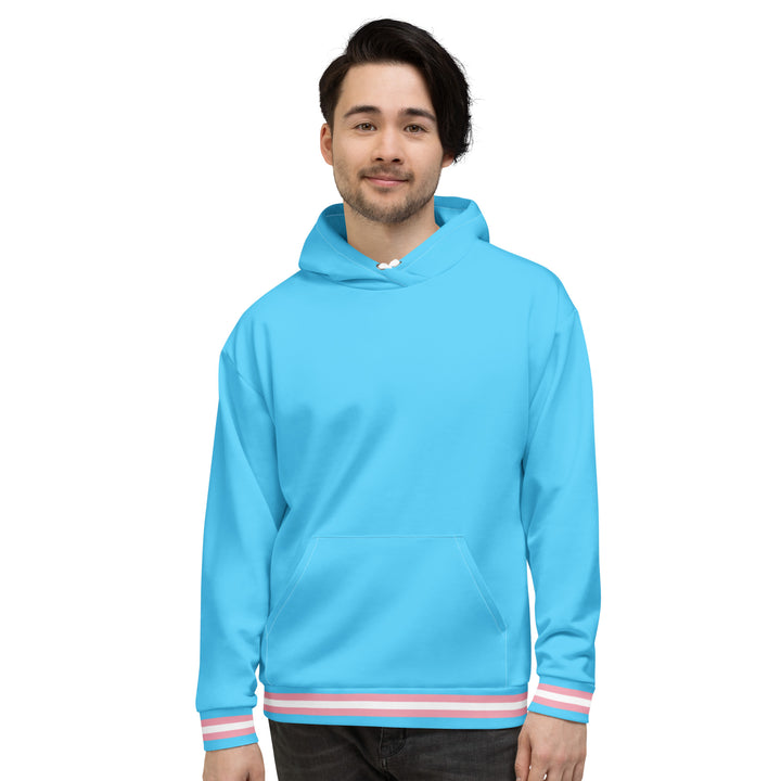 Light Blue Trans Flag Trim Hoodie Hoodies The Rainbow Stores