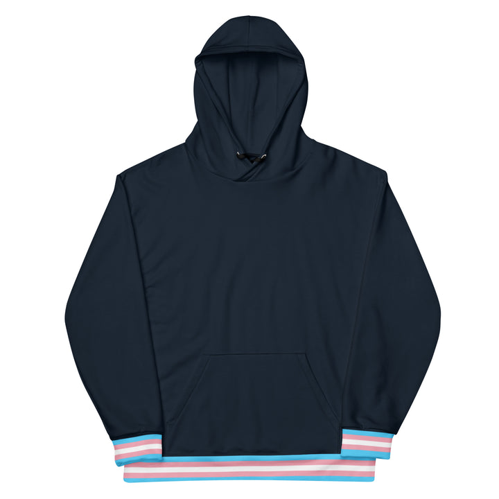 Dark Blue Trans Flag Trim Hoodie Hoodies AOP The Rainbow Stores