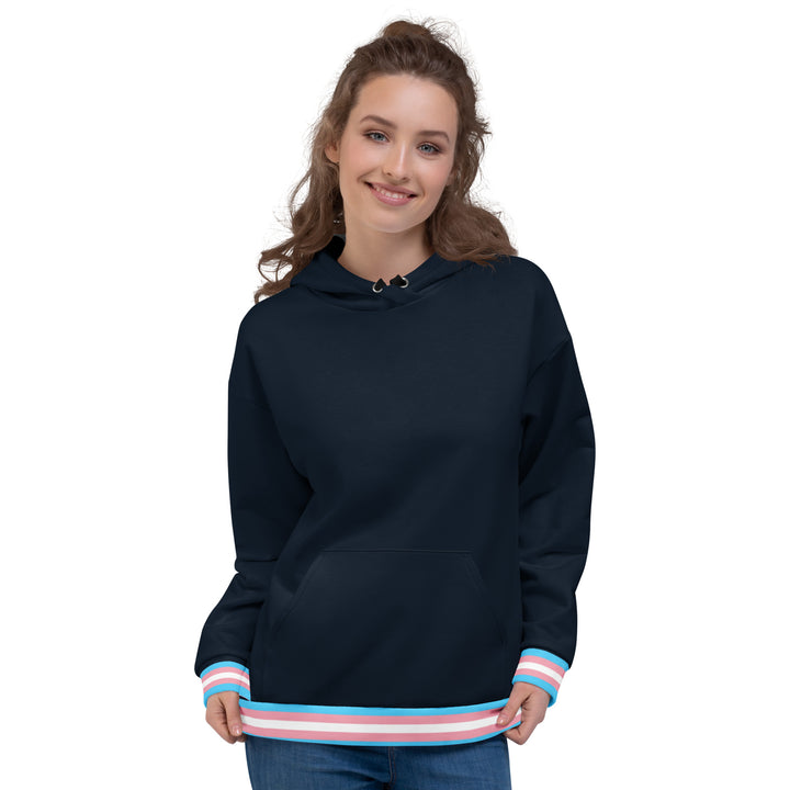 Dark Blue Trans Flag Trim Hoodie Hoodies AOP The Rainbow Stores