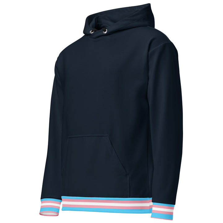 Dark Blue Trans Flag Trim Hoodie Hoodies AOP The Rainbow Stores