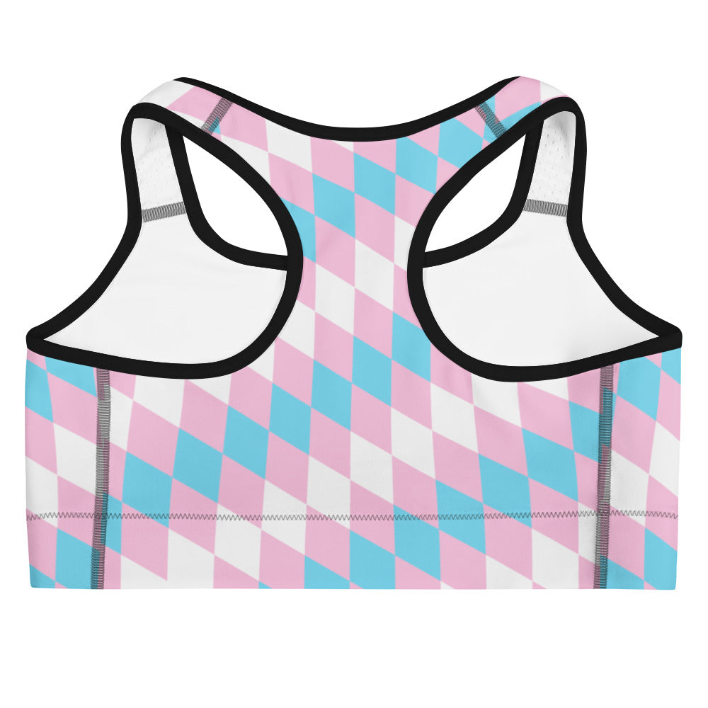 Trans Pride Flag Diamonds Sports Bra Sports Bras The Rainbow Stores