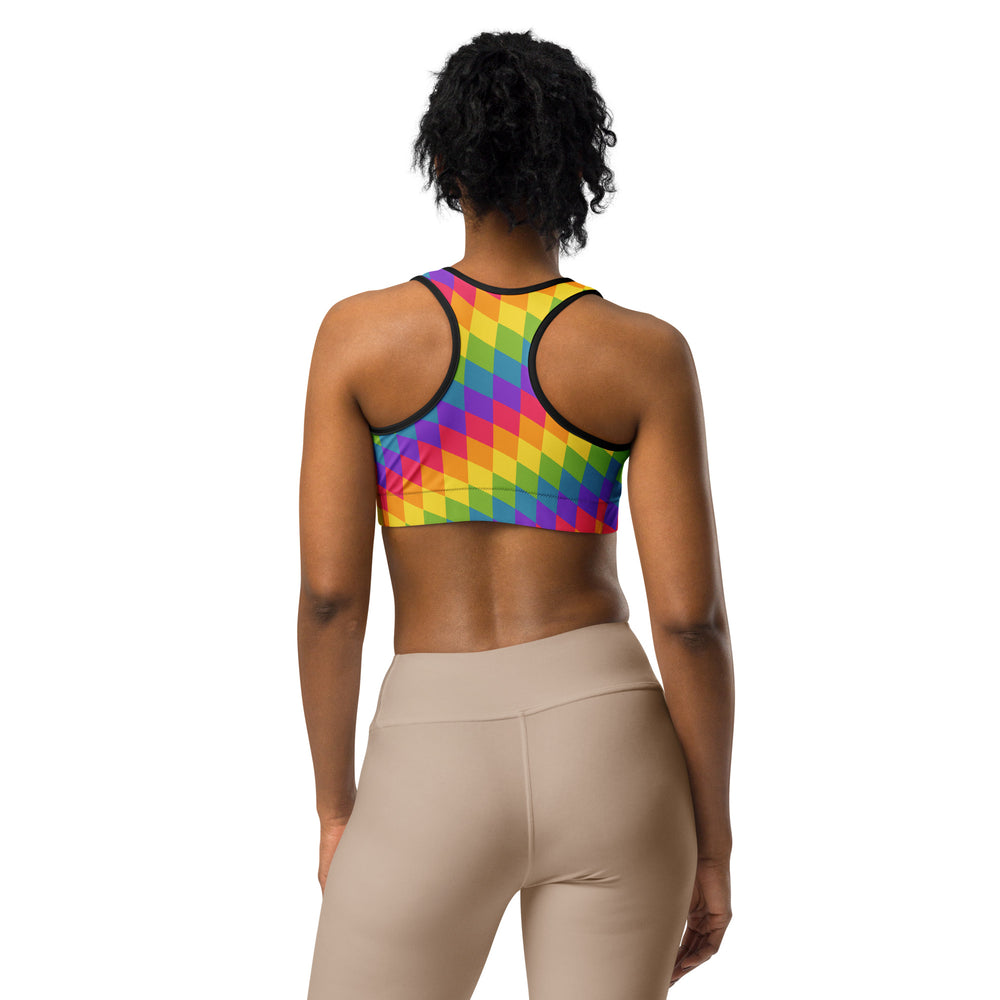 Rainbow Pride Flag Diamonds Sports Bra Sports Bras The Rainbow Stores
