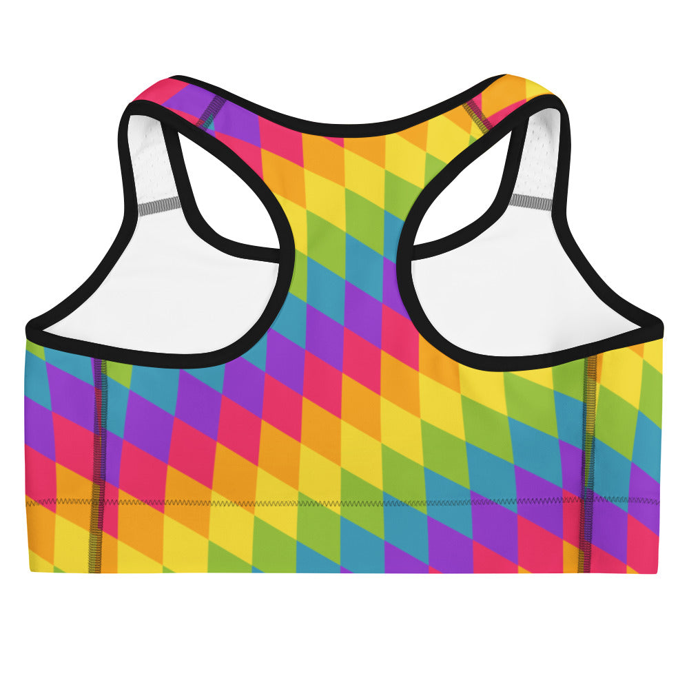 Rainbow Pride Flag Diamonds Sports Bra Sports Bras The Rainbow Stores