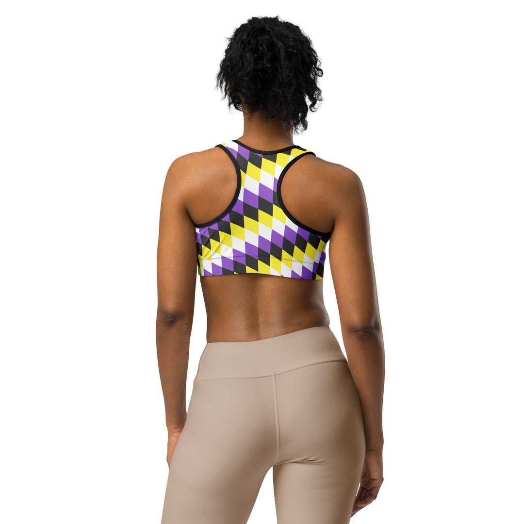 Non Binary Pride Flag Diamonds Sports Bra Sports Bras The Rainbow Stores
