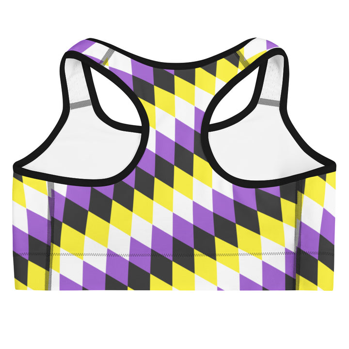 Non Binary Pride Flag Diamonds Sports Bra Sports Bras The Rainbow Stores