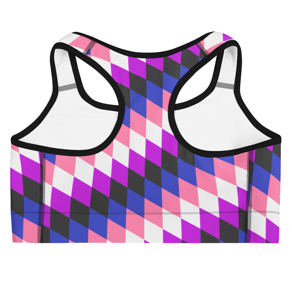 Gender Fluid Pride Flag Diamonds Sports Bra Sports Bras The Rainbow Stores