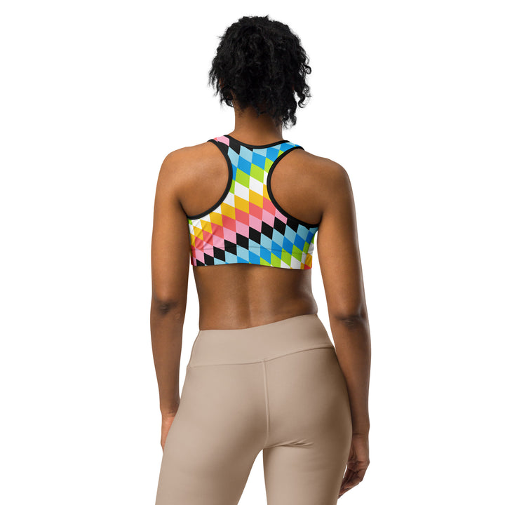Queer Pride Flag Diamonds Sports Bra Sports Bras The Rainbow Stores