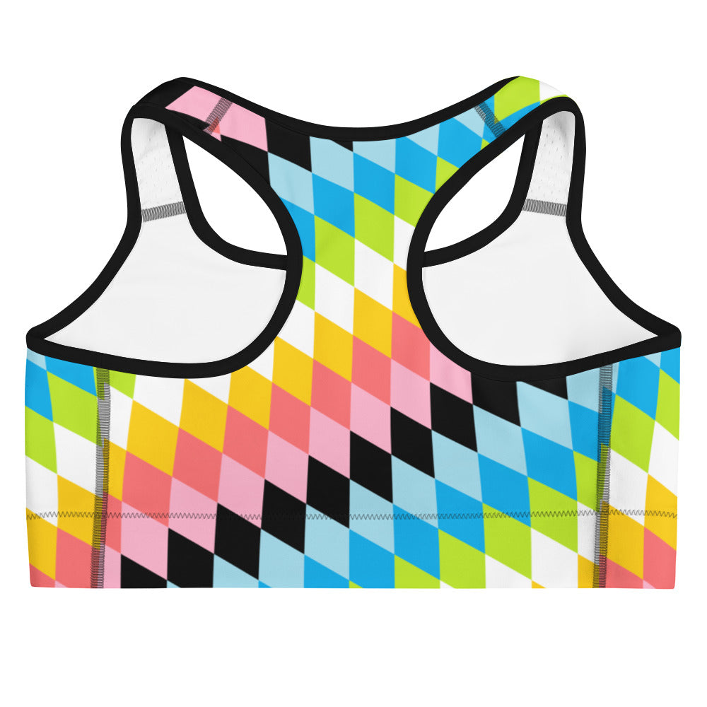 Queer Pride Flag Diamonds Sports Bra Sports Bras The Rainbow Stores