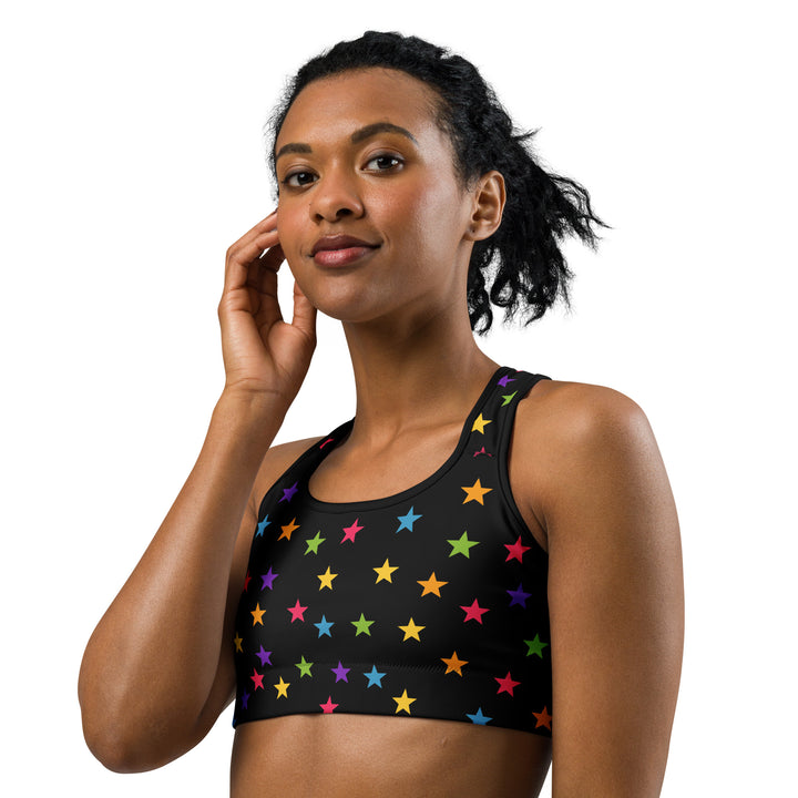 Rainbow Stars Black Sports Bra Sports Bras The Rainbow Stores