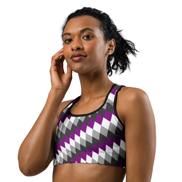 Asexual Pride Flag Diamonds Sports Bra Sports Bras The Rainbow Stores