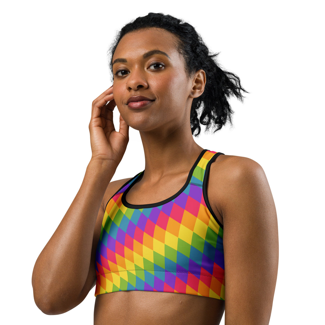 Rainbow Pride Flag Diamonds Sports Bra Sports Bras The Rainbow Stores