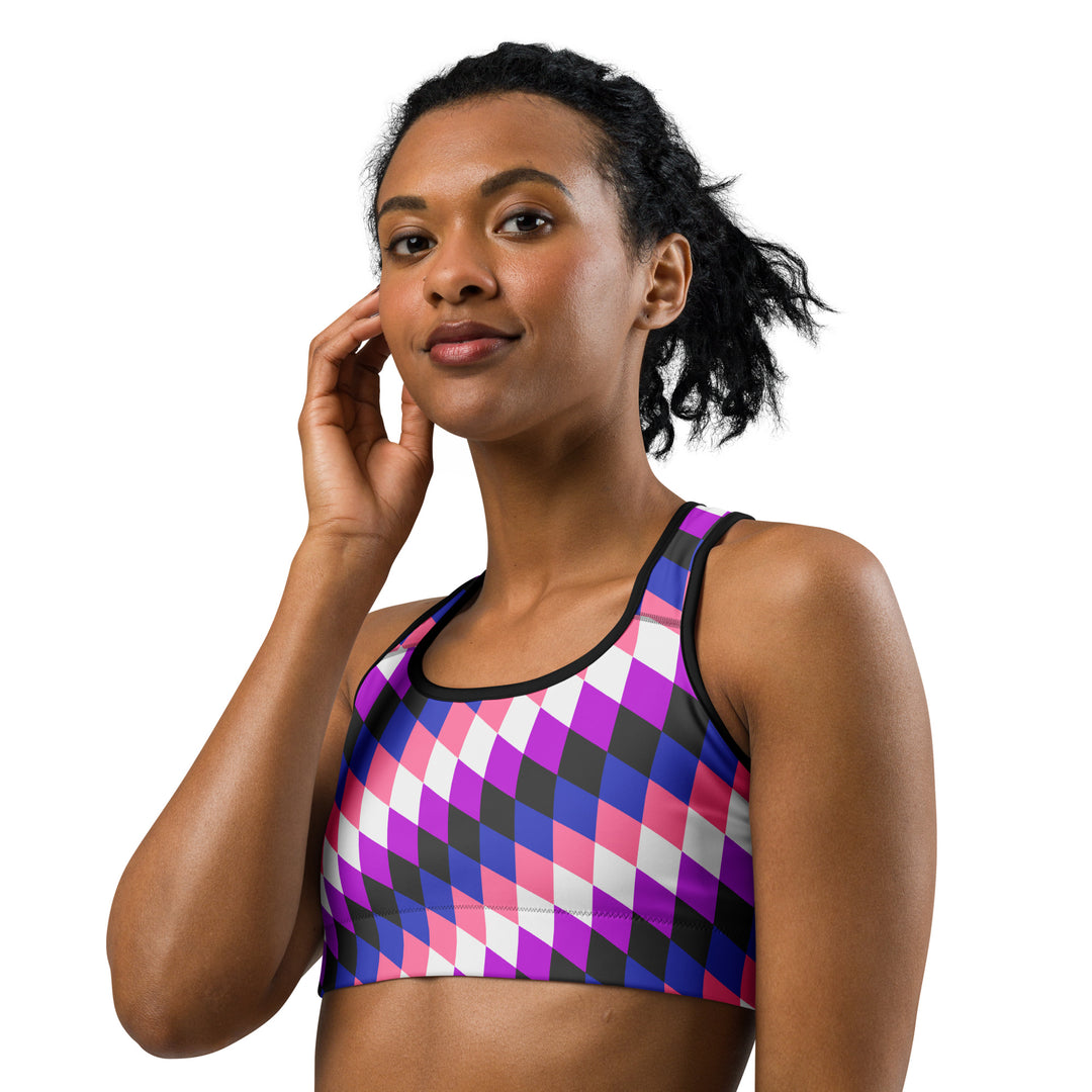 Gender Fluid Pride Flag Diamonds Sports Bra Sports Bras The Rainbow Stores