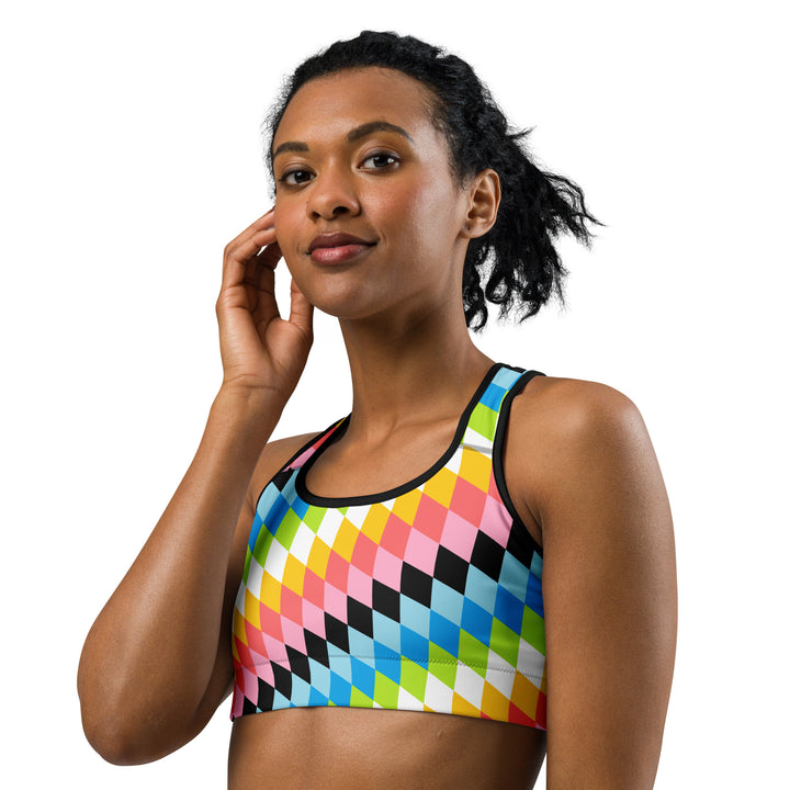 Queer Pride Flag Diamonds Sports Bra Sports Bras The Rainbow Stores