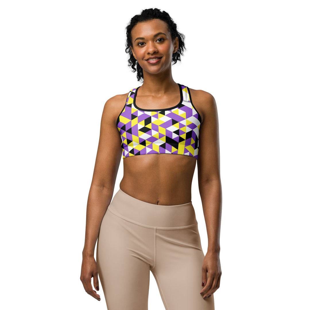 Non Binary Pride Triangles Sports Bra Sports Bras The Rainbow Stores