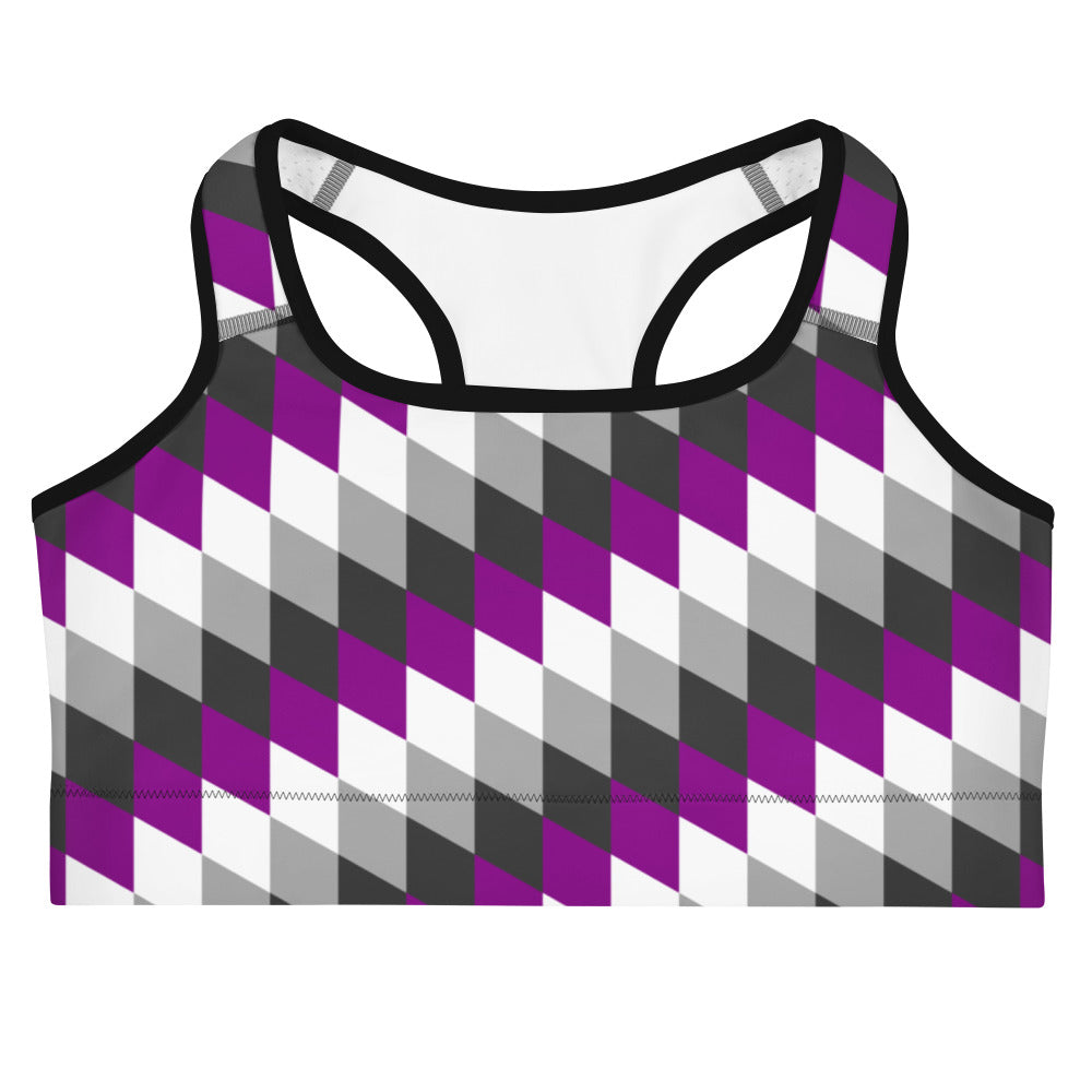 Asexual Pride Flag Diamonds Sports Bra Sports Bras The Rainbow Stores