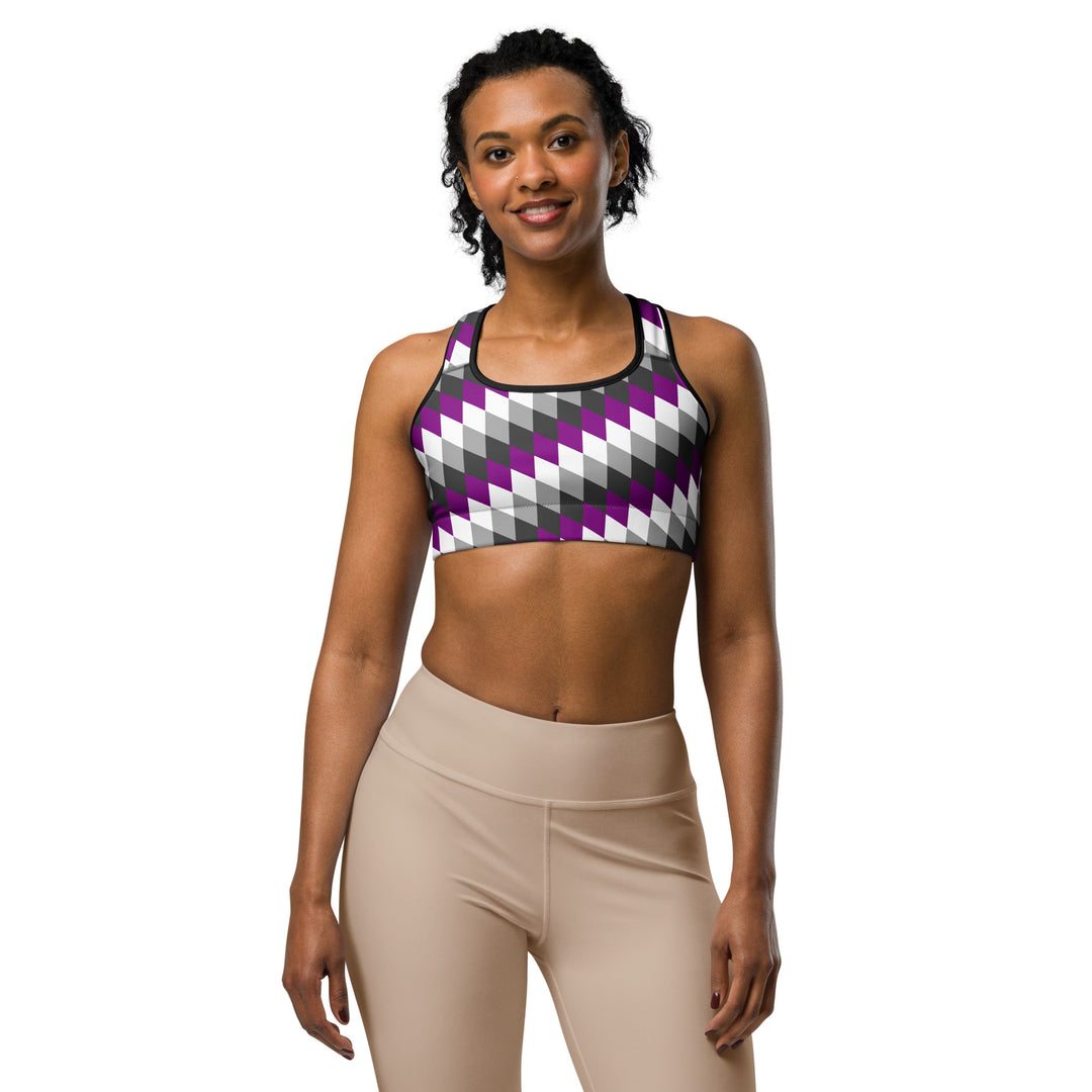 Asexual Pride Flag Diamonds Sports Bra Sports Bras The Rainbow Stores