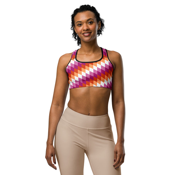 Lesbian Pride Flag Diamonds Sports Bra Sports Bras The Rainbow Stores