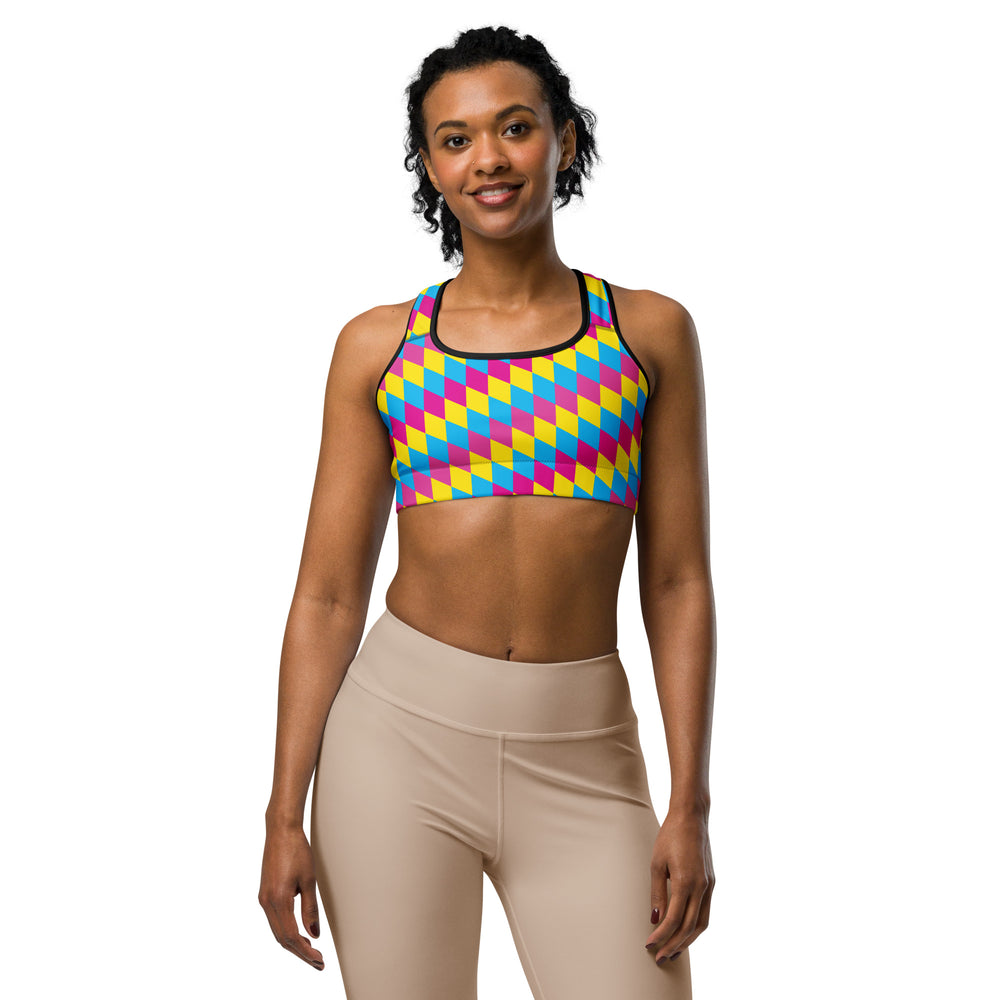Pansexual Pride Flag Diamonds Sports Bra Sports Bras The Rainbow Stores