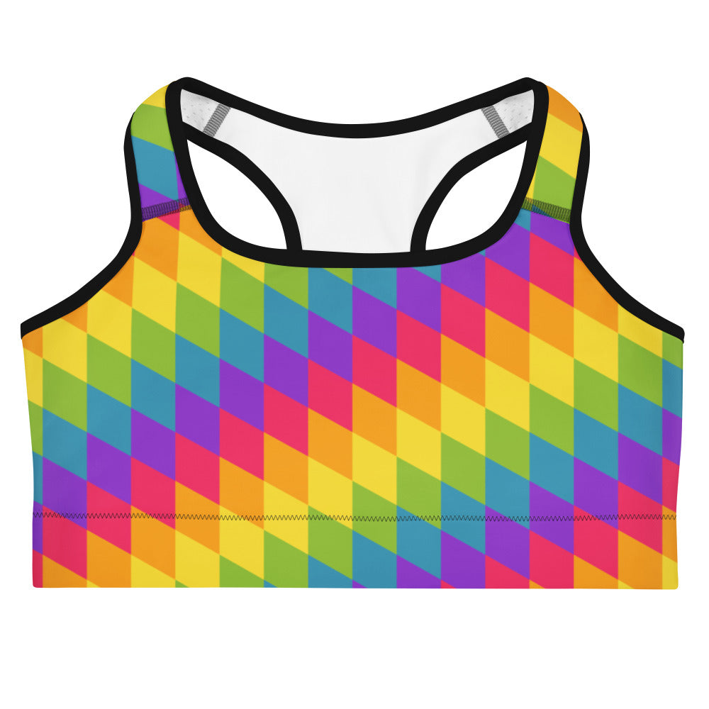 Rainbow Pride Flag Diamonds Sports Bra Sports Bras The Rainbow Stores