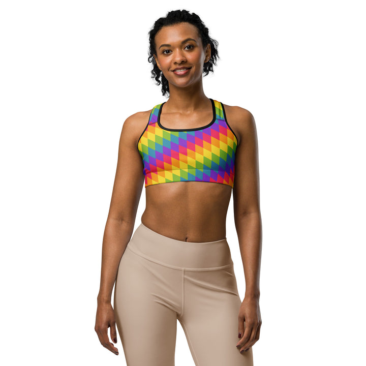 Rainbow Pride Flag Diamonds Sports Bra Sports Bras The Rainbow Stores