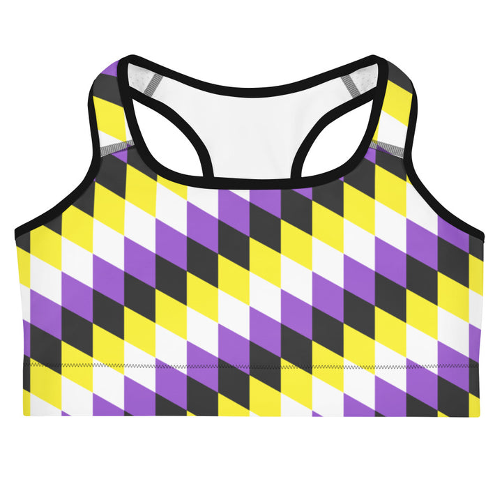 Non Binary Pride Flag Diamonds Sports Bra Sports Bras The Rainbow Stores